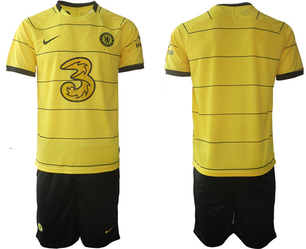 Men's Chelsea 2021/22 Yellow Away Soccer Jersey Suit