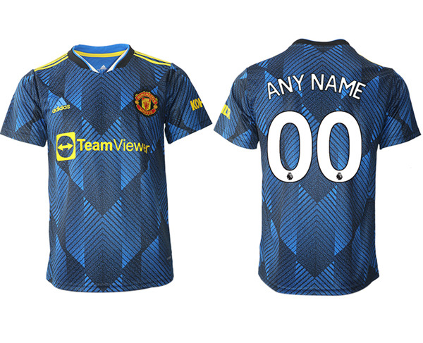 Men's Manchester United Custom 2021/22 Blue Away Soccer Jersey