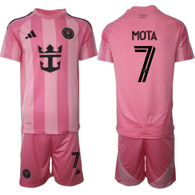 Men's Inter Miami CF #7 Jean Mota 25/26 Pink Home Soccer Jersey Suit