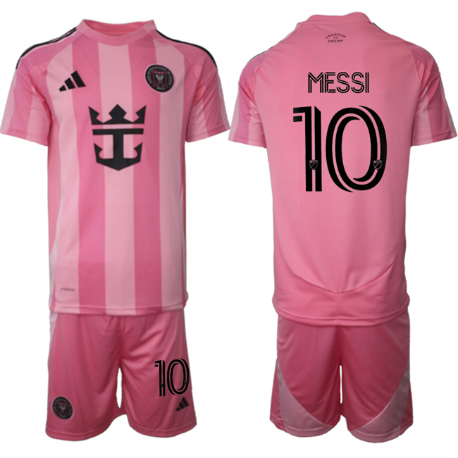 Men's Inter Miami CF #10 Lionel Messi 25/26 Pink Home Soccer Jersey Suit