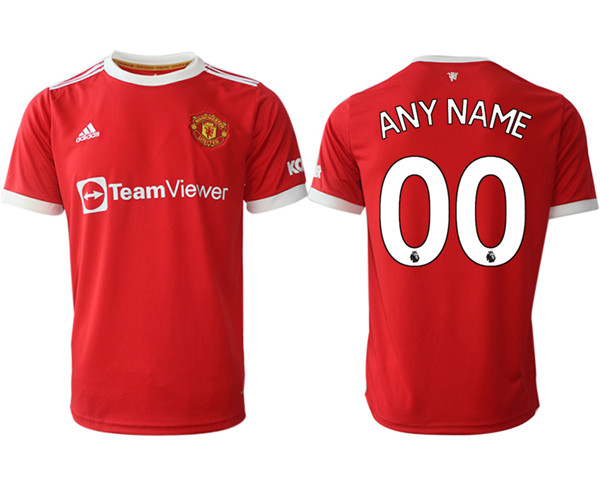 Men's Manchester United Custom 2021/22 Red Home Soccer Jersey
