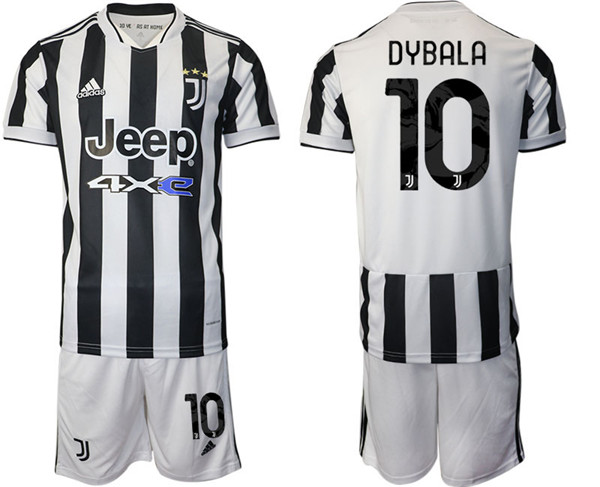 Men's Juventus #10 Paulo Dybala White/Black Home Soccer Jersey Suit