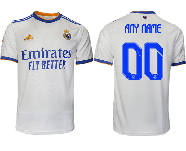 Men's Real Madrid Custom 2021/22 White Home Soccer Jersey
