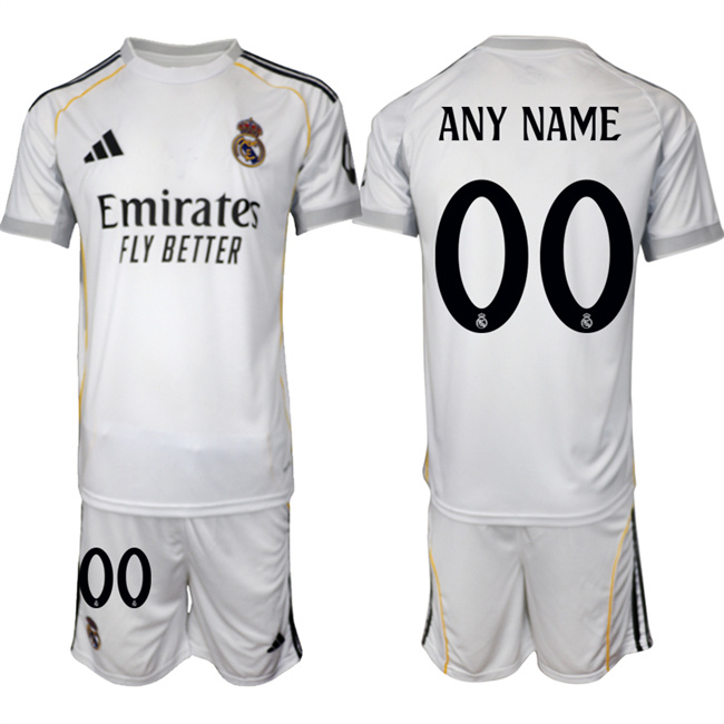 Men's Real Madrid Custom 25/26 White Home Soccer Jersey Suit