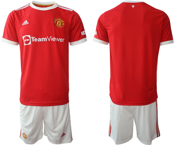 Men's Manchester United Red Home Soccer Jersey Suit