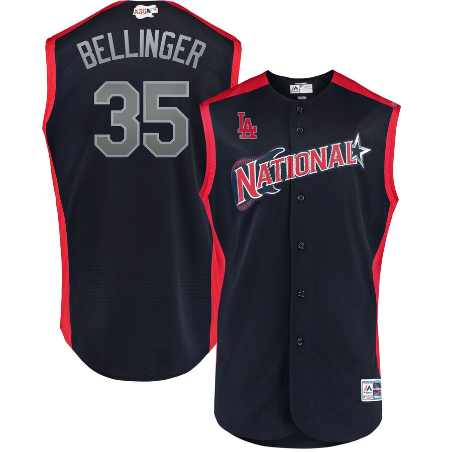 National League #35 Cody Bellinger Navy 2019 MLB All-Star Game Workout Jersey