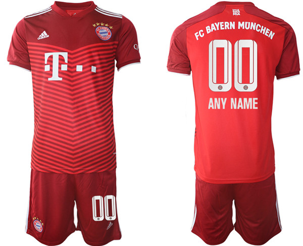 Men's FC Bayern München Custom Red Home Soccer Jersey Suit