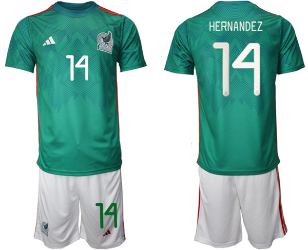 Men's Mexico #14 Javier Hernández Green Home Soccer Jersey Suit