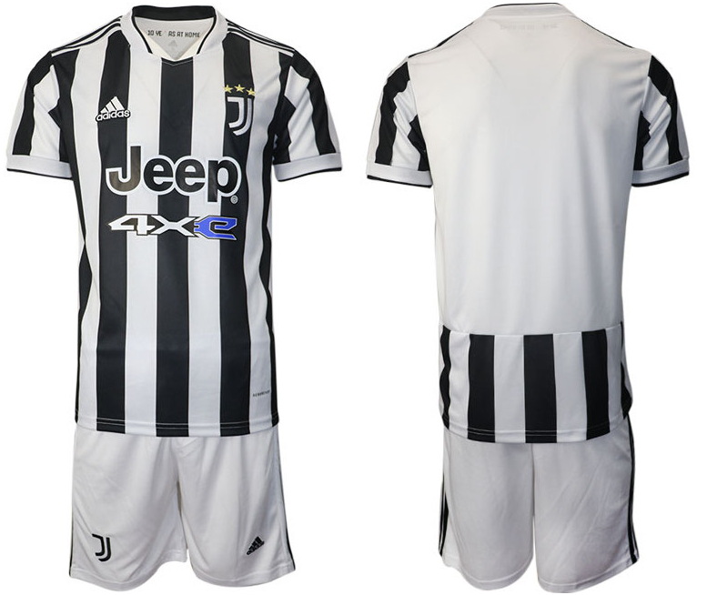 Men's Juventus White/Black Home Soccer Jersey Suit
