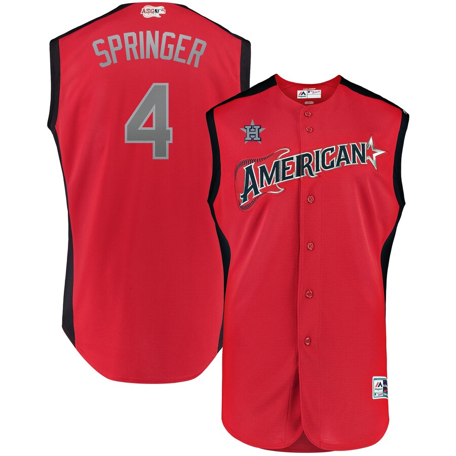 American League #4 George Springer Red 2019 MLB All-Star Game Workout Jersey