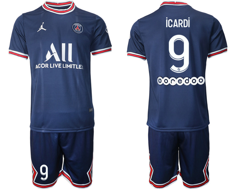 Men's Paris Saint-Germain #9 Icardi 2021/22 Blue Soccer Jersey
