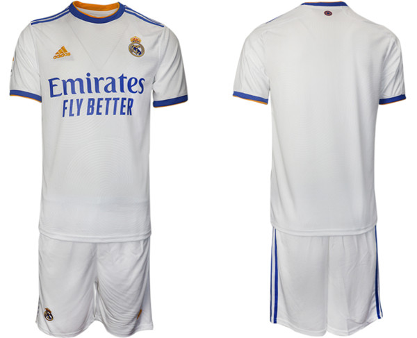 Men's Real Madrid 2021/22 White Home Soccer Jersey Suit