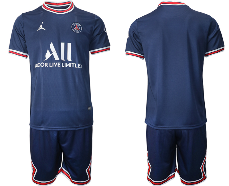 Men's Paris Saint-Germain Blank 2021/22 Blue Soccer Jersey