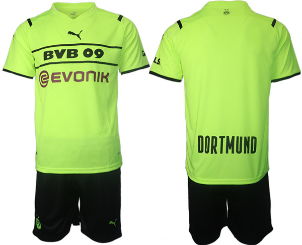 Men's Borussia Dortmund 021-22 PUMA Cup Green Soccer Jersey Suit