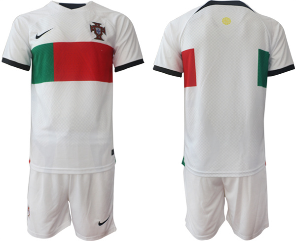 Men's Portugal Blank White Away Soccer Jersey Suit