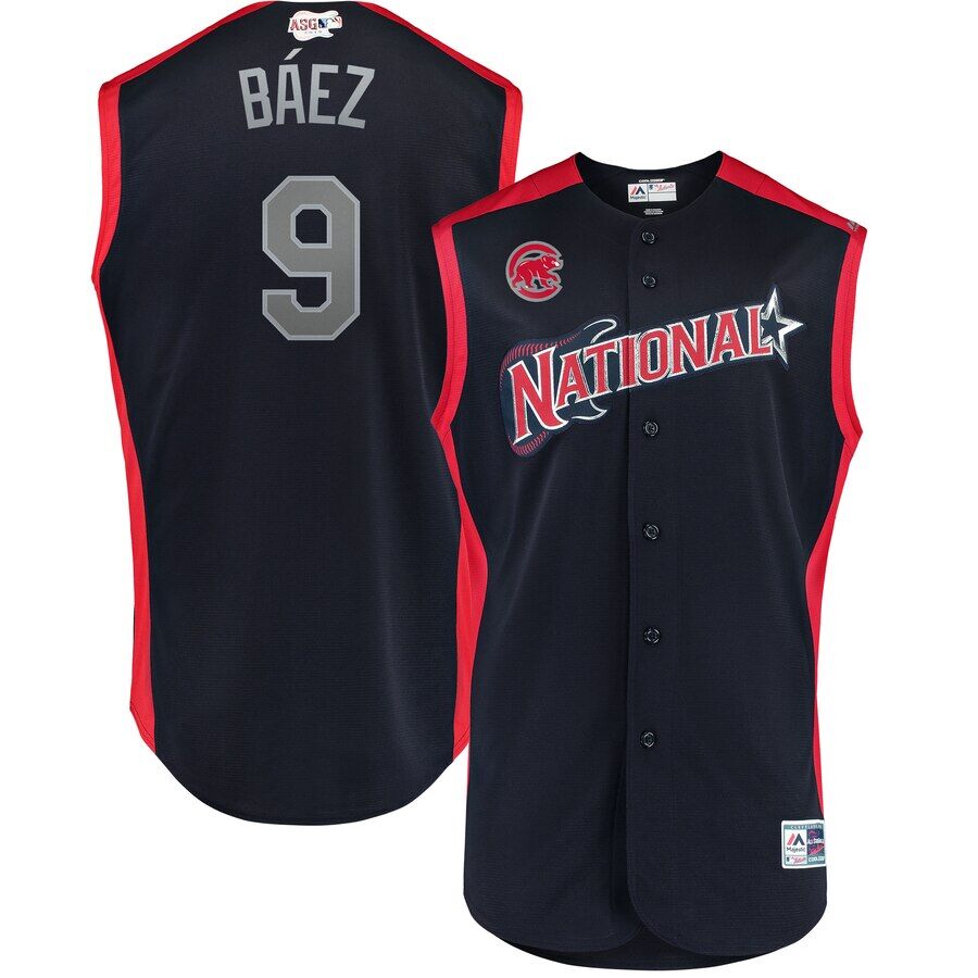 National League #9 Javier Báez Navy 2019 MLB All-Star Game Workout Jersey