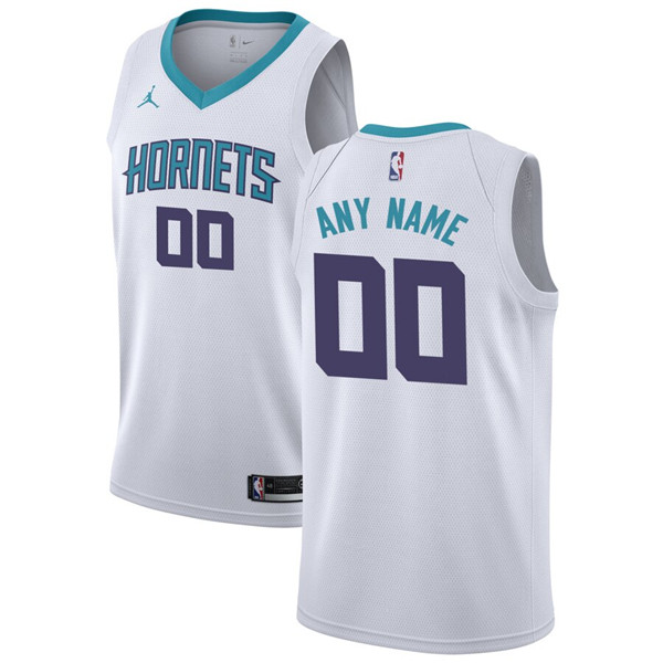 Men's Charlotte Hornets White Customized Stitched NBA Jersey