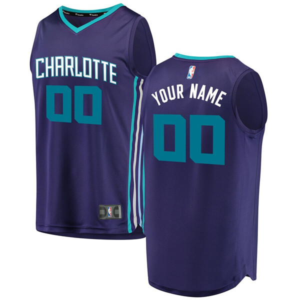 Men's Charlotte Hornets Purple Customized Stitched NBA Jersey