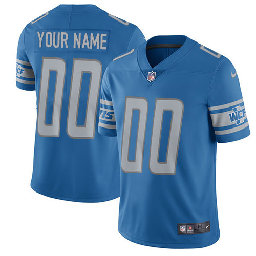 Men's Detroit Lions Customized Blue Team Color Vapor Untouchable NFL Stitched Limited Jersey