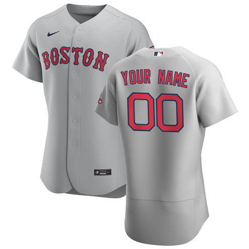 Men's Boston Red Sox Grey Customized Stitched MLB Jersey