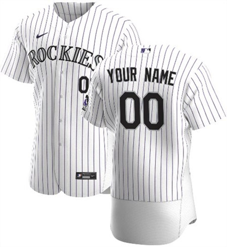 Men's Colorado Rockies White Customized Stitched MLB Jersey