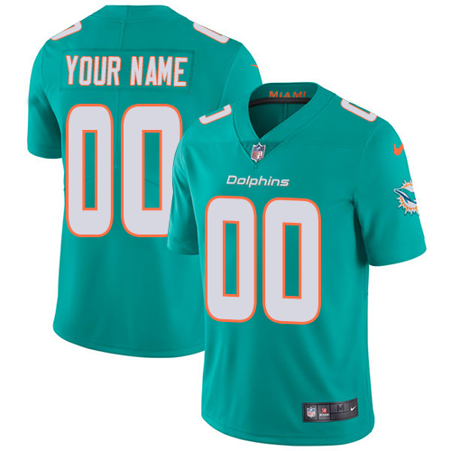 Men's Miami Dolphins Customized Aqua Green Team Color Vapor Untouchable NFL Stitched Limited Jersey