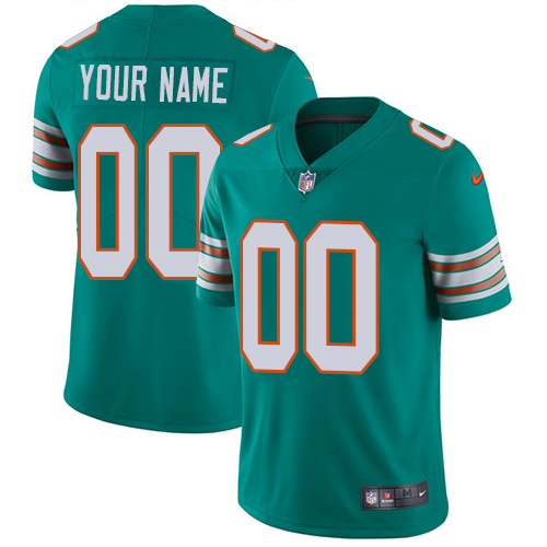 Men's Miami Dolphins Customized Aqua Green Alternate Vapor Untouchable NFL Stitched Limited Jersey