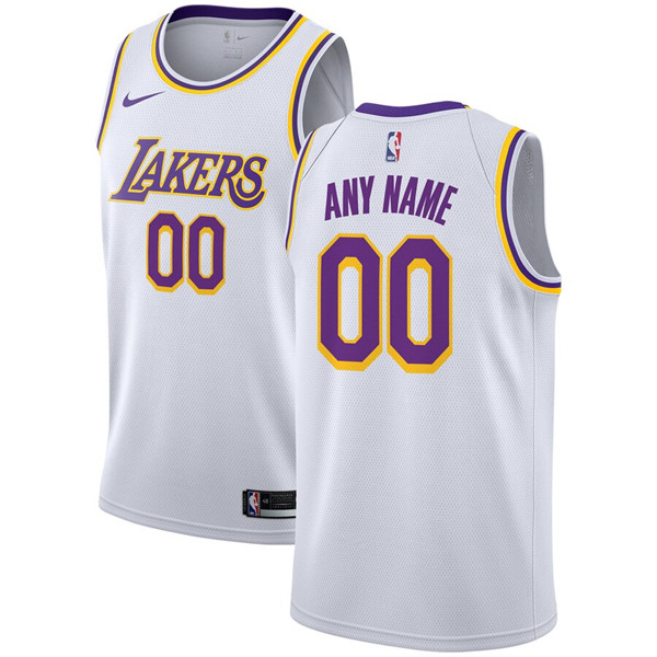 Men's Los Angeles Lakers White Customized Stitched NBA Jersey