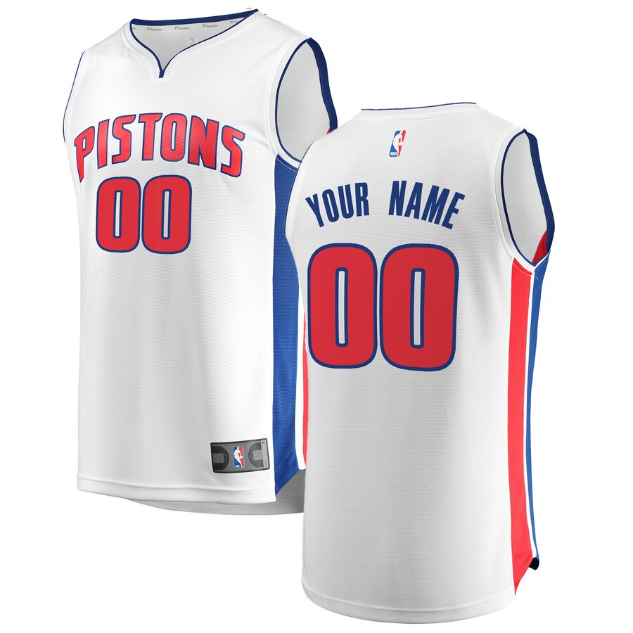Men's Detroit Pistons White Customized Stitched NBA Jersey