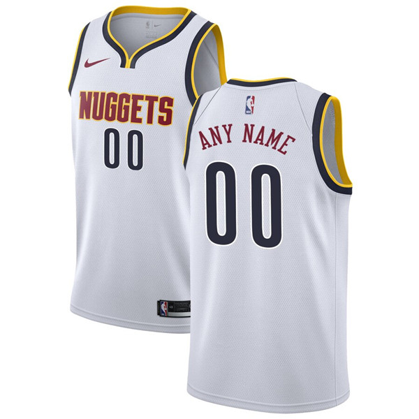 Men's Denver Nuggets White Customized Stitched NBA Jersey
