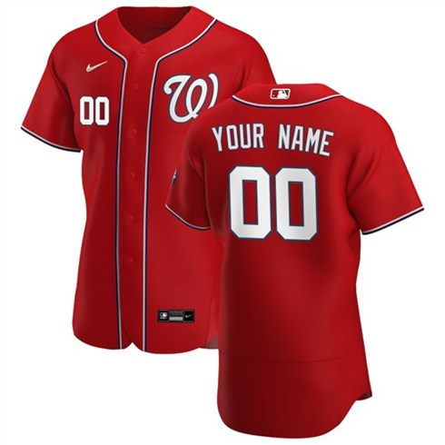 Men's Washington Nationals Red Customized Stitched MLB Jersey