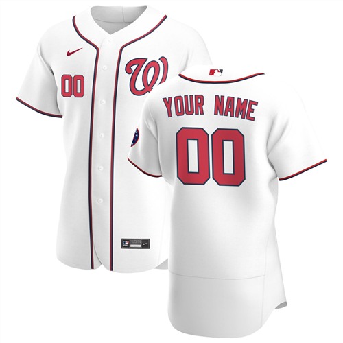 Men's Washington Nationals White Customized Stitched MLB Jersey