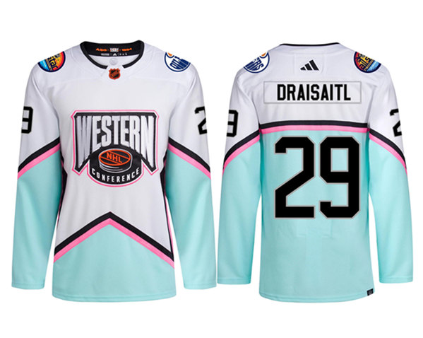 Men's Edmonton Oilers Custom 2023 White All-Star Game Stitched Jersey