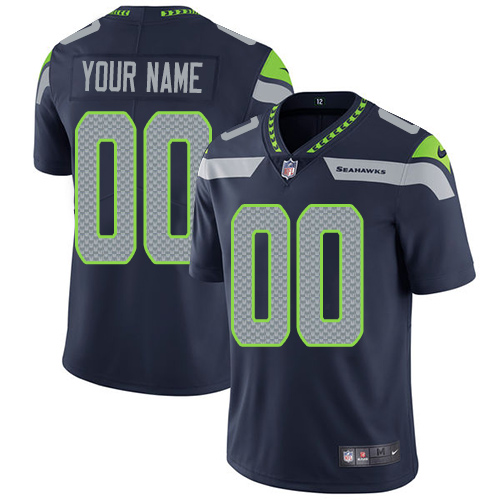 Men's Seattle Seahawks Customized Navy Team Color Vapor Untouchable Limited NFL Stitched Jersey