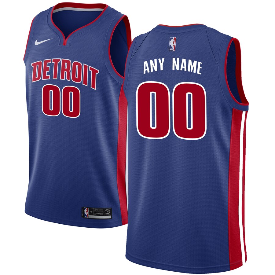 Men's Detroit Pistons Blue Customized Stitched NBA Jersey
