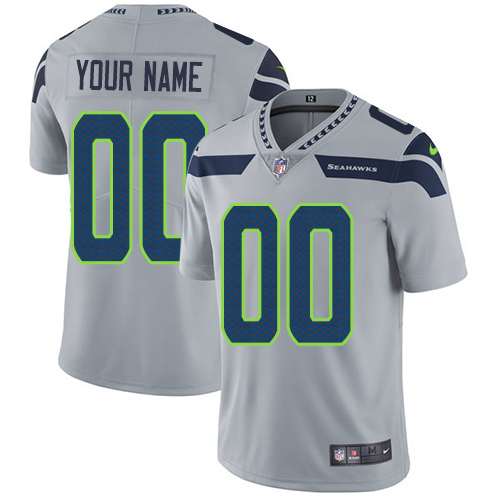Men's Seattle Seahawks Customized Gray Alternate Vapor Untouchable Limited Stitched NFL Jersey