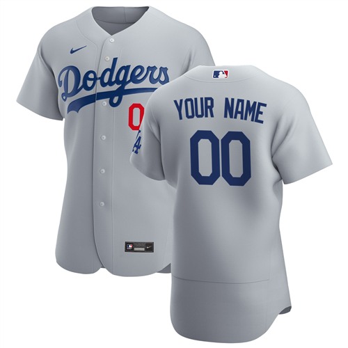 Men's Los Angeles Dodgers Grey Customized Stitched MLB Jersey