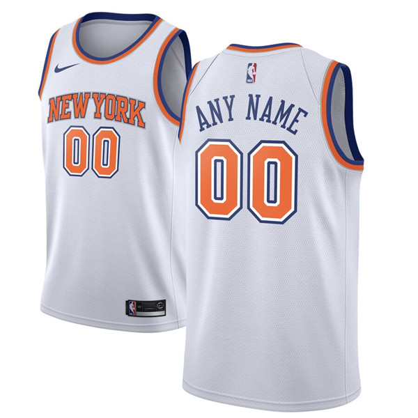 Men's New York Knicks White Customized Stitched NBA Jersey