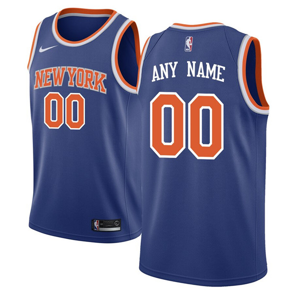 Men's New York Knicks Blue Customized Stitched NBA Jersey