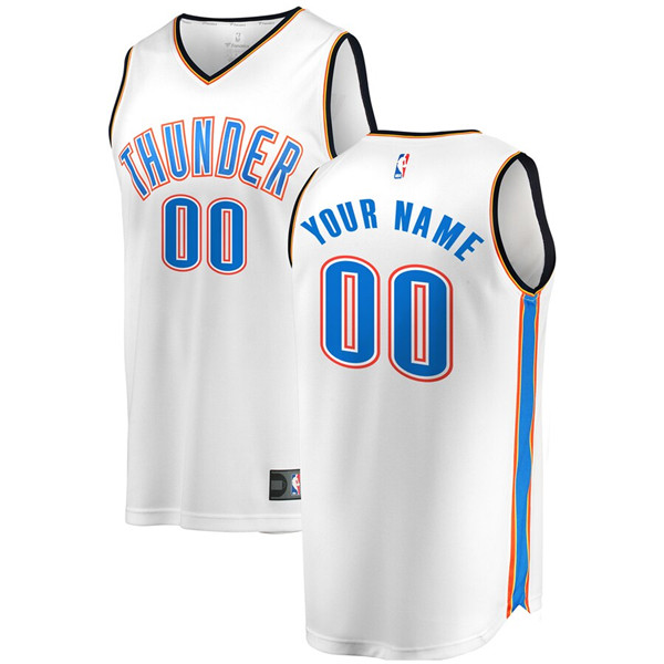 Men's Oklahoma City Thunder White Customized Stitched NBA Jersey
