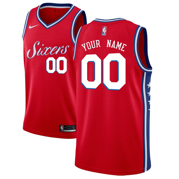 Men's Philadelphia 76ers Red Customized Stitched NBA Jersey