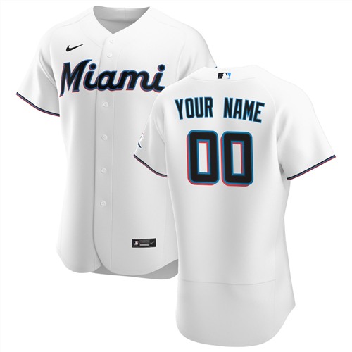 Men's Miami Marlins White Customized Stitched MLB Jersey