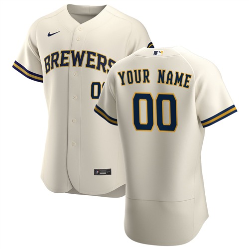 Men's Milwaukee Brewers Cream Customized Stitched MLB Jersey