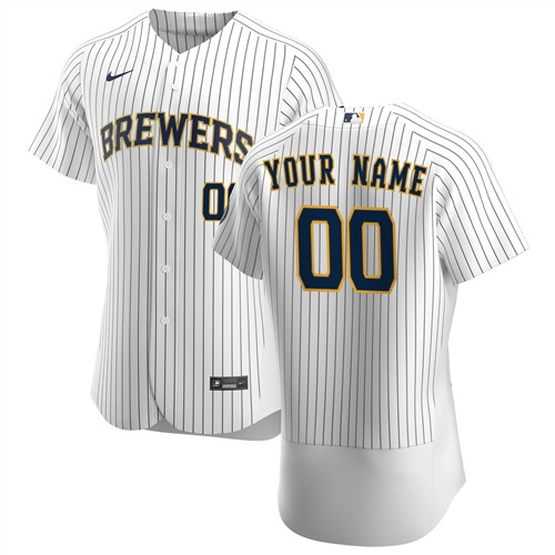 Men's Milwaukee Brewers White Customized Stitched MLB Jersey