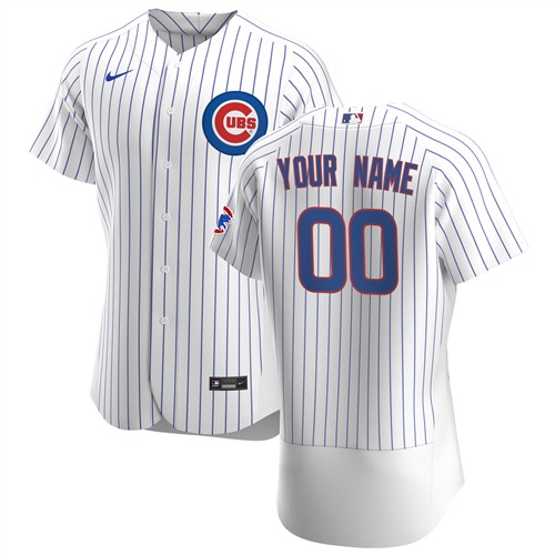 Men's Chicago Cubs White Customized Stitched MLB Jersey