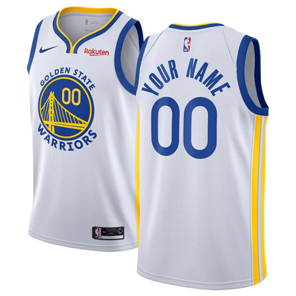 Men's Golden State Warriors White Customized Stitched NBA Jersey