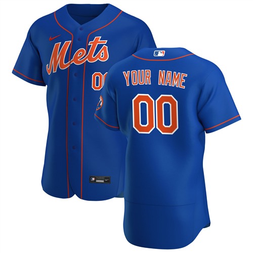 Men's New York Mets Blue Customized Stitched MLB Jersey