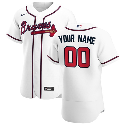 Men's Atlanta Braves White Customized Stitched MLB Jersey