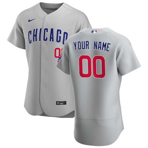 Men's Chicago Cubs Grey Customized Stitched MLB Jersey