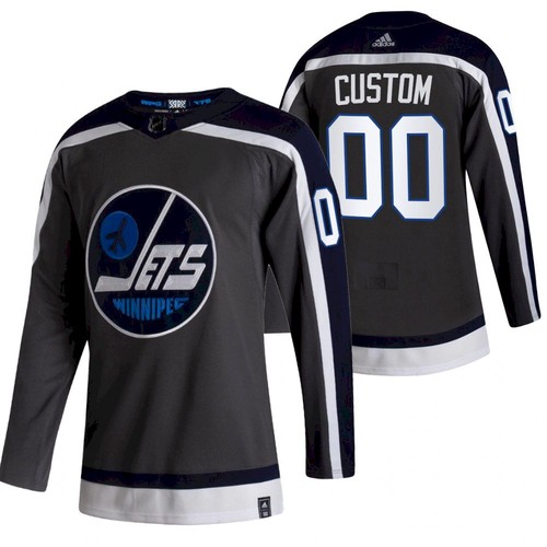 Men's Winnipeg Jets Custom Name Number Size 2021 Grey Reverse Retro Stitched Jersey